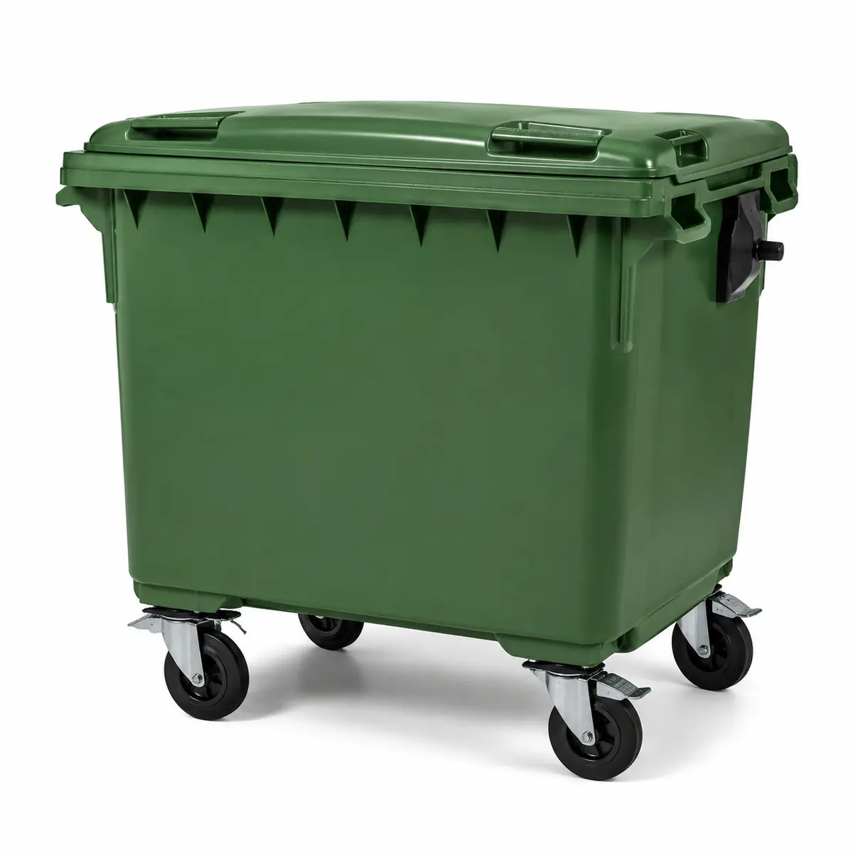 660L Four-Wheel Bin — Green Virgin HDPE