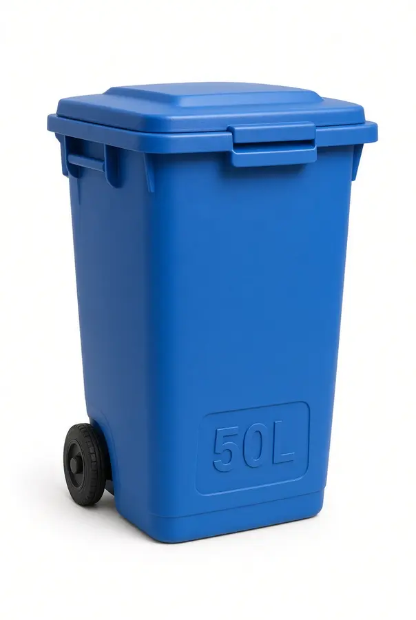 Blue 50L two-wheel bin